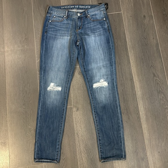 Articles of Society Distressed Boyfriend Jeans Women Size 24 - Picture 12 of 13